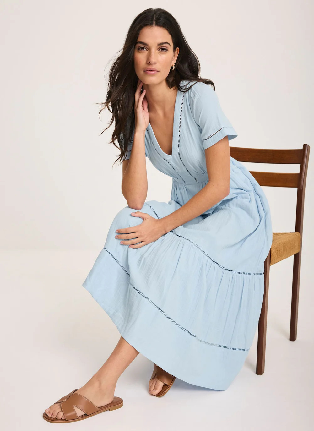 Blue Cotton Midi Dress | Mint Velvet