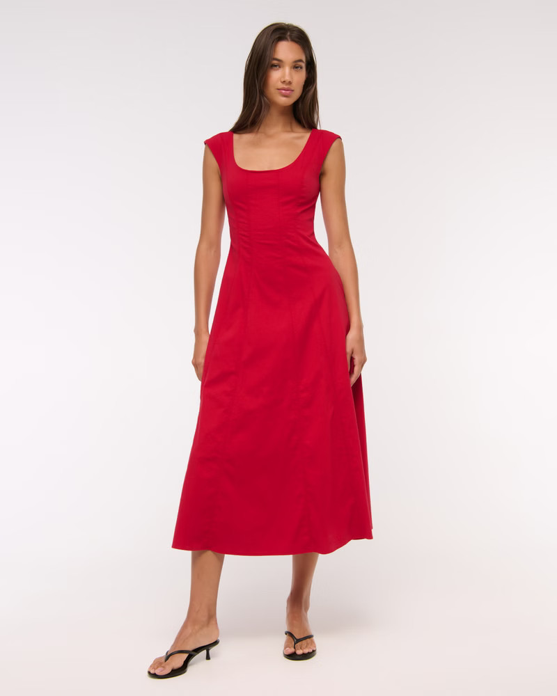 Women's The A&F Mila Cap Sleeve Midi Dress | Women's Dresses & Jumpsuits | Abercrombie.com | Abercrombie & Fitch (UK)