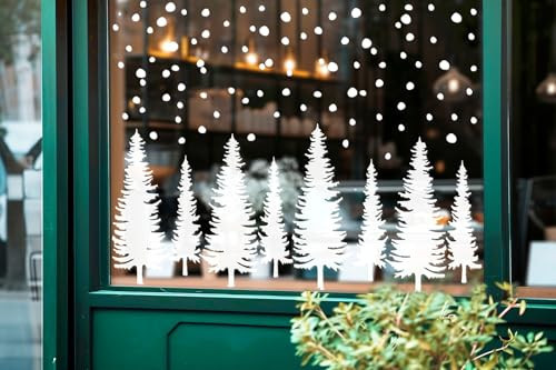 Whaline 9 Sheet Christmas Window Clings Snowy Xmas Forest Trees Double-Sided Reusable Winter Window Decals for Holiday Christmas Party Home Windows Glass Decor | Amazon (US)