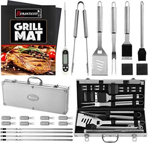 ROMANTICIST 23pc Must-Have BBQ Grill Accessories Set with Thermometer in Case - Stainless Steel B... | Amazon (US)