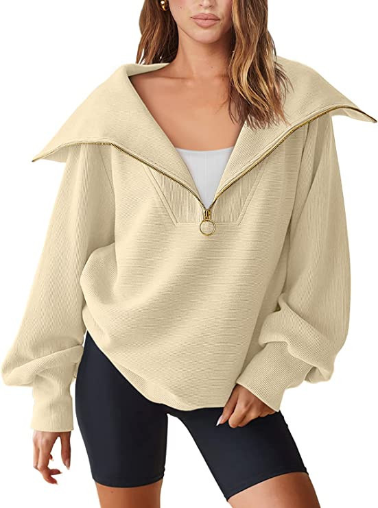 ANRABESS Womens 2022 Fall Fashion Oversized Quarter Zip Pullover Sweatshirts Hoodie for Teen Girl... | Amazon (US)