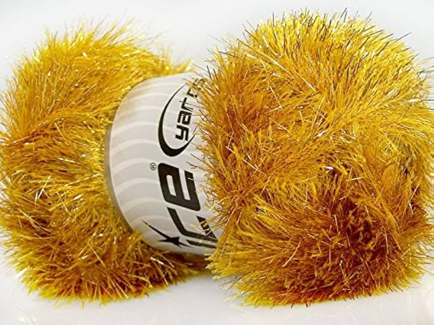 Large 100 Gram Skein Gold Eyelash Dazzle Metallic Eyelash Yarn | Amazon (US)
