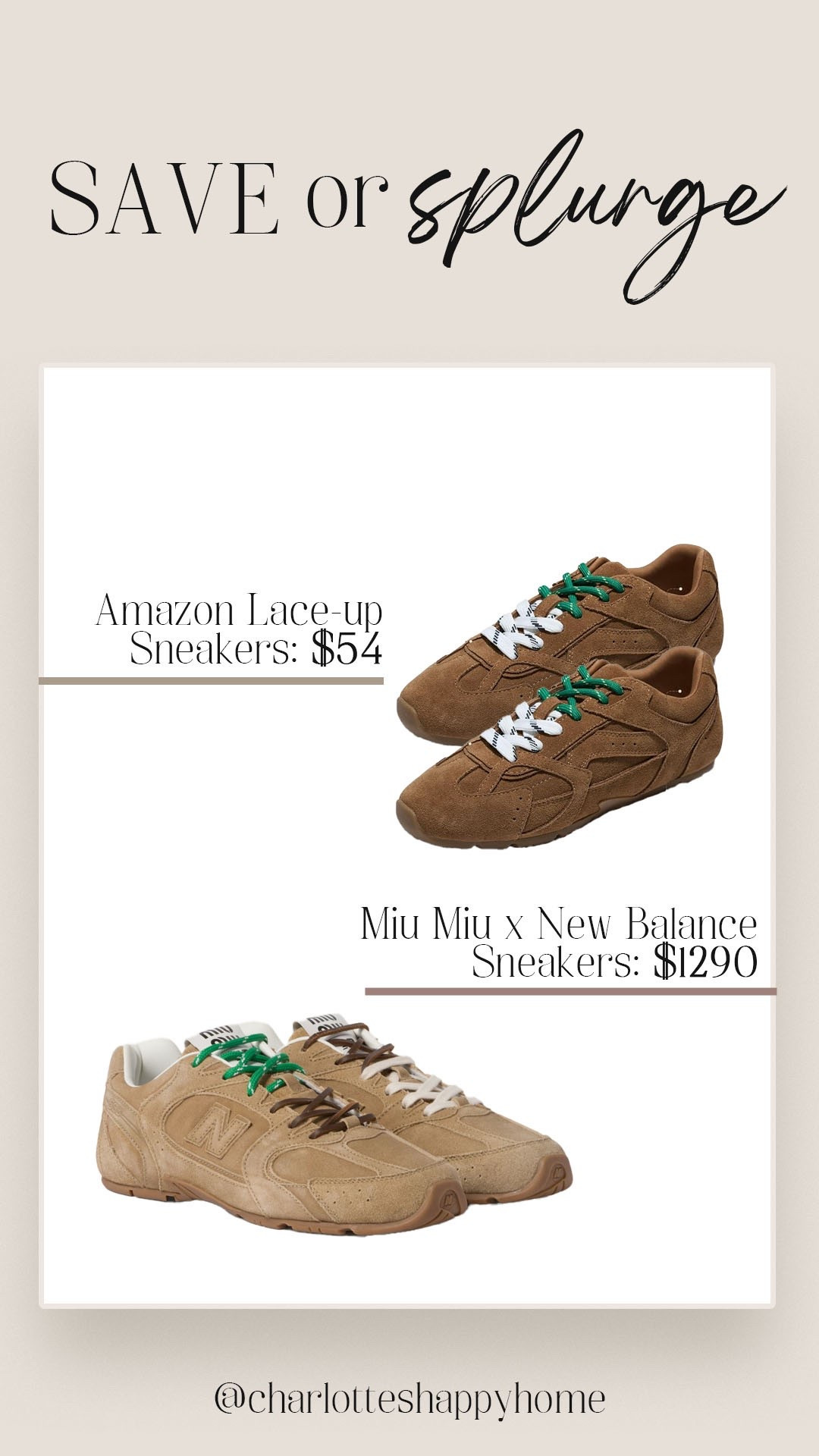 The cutest lace up sneakers for fall, and they look JUST like the Miu Miu x New Balance version!! 

#saveorsplurge

Look for less sneakers. Amazon finds. Amazon fashion. Amazon fall sneakers.

#LTKootd #LTKSeasonal #LTKgrwm