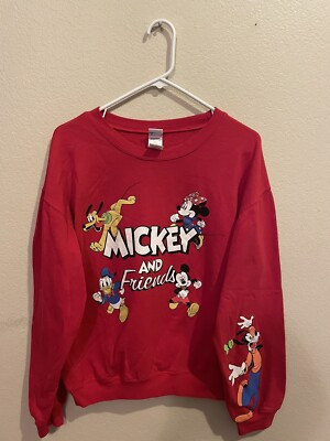 Disney Sweater Mickey And Friends Cotton Pullover Size L | eBay US