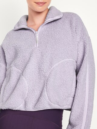 Cropped Sherpa 1/4-Zip Pullover for Women | Old Navy (US)