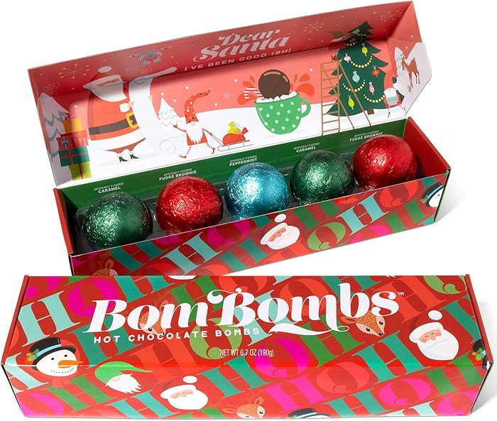 Bombombs Hot Chocolate Bombs, Christmas Theme Fudge Brownie, Salted Caramel and Peppermint Hot Co... | Amazon (US)