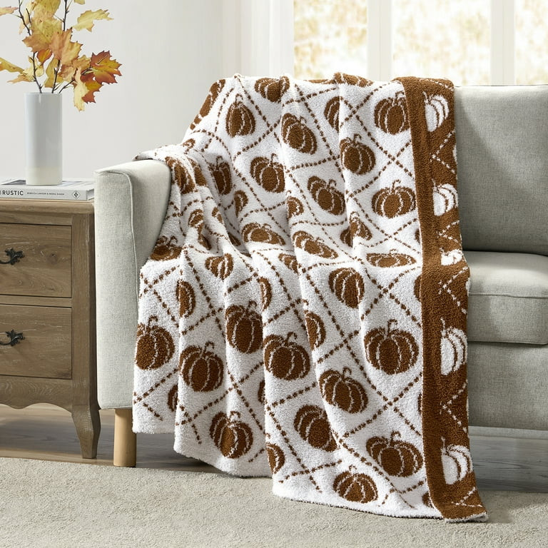 My Texas House White/Ginger Cozy Knit Pumpkin Throw, 50" x 60" | Walmart (US)