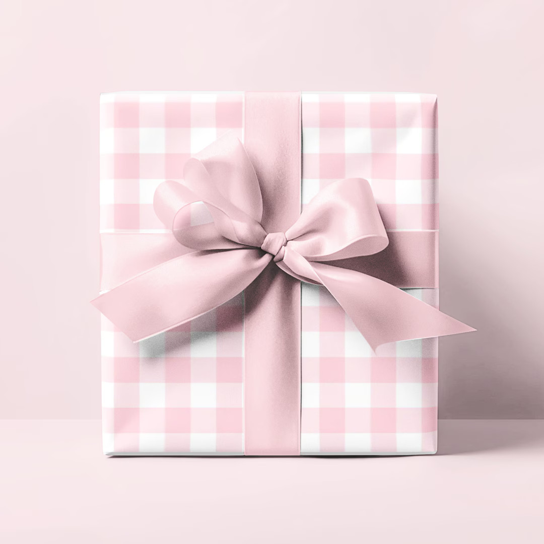 Gingham Wrapping Paper, Pink and White Girly Preppy Gift Wrap - Etsy | Etsy (US)