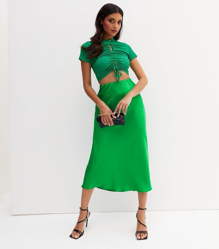 Green Satin Bias Cut Midi Skirt
						
						Add to Saved Items
						Remove from Saved Items | New Look (UK)
