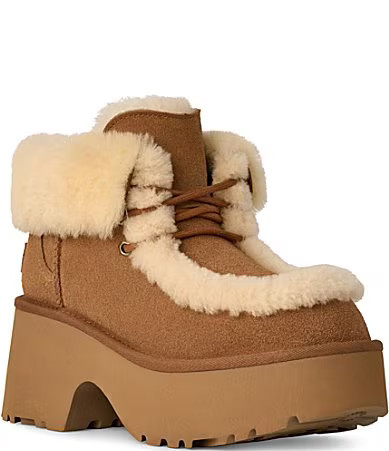 UGG Esmee Lace Up Suede Platform Booties - 9 | Dillard's