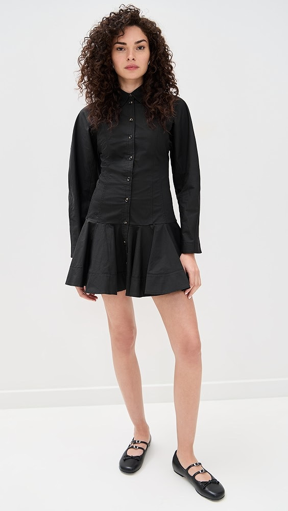 Stretch Cotton Buttoned Mini Dress | Shopbop