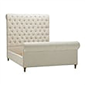 Eden Home Upholstered Tufted Mid-Century Fabric Queen Bed Frame in Cream | Homesquare