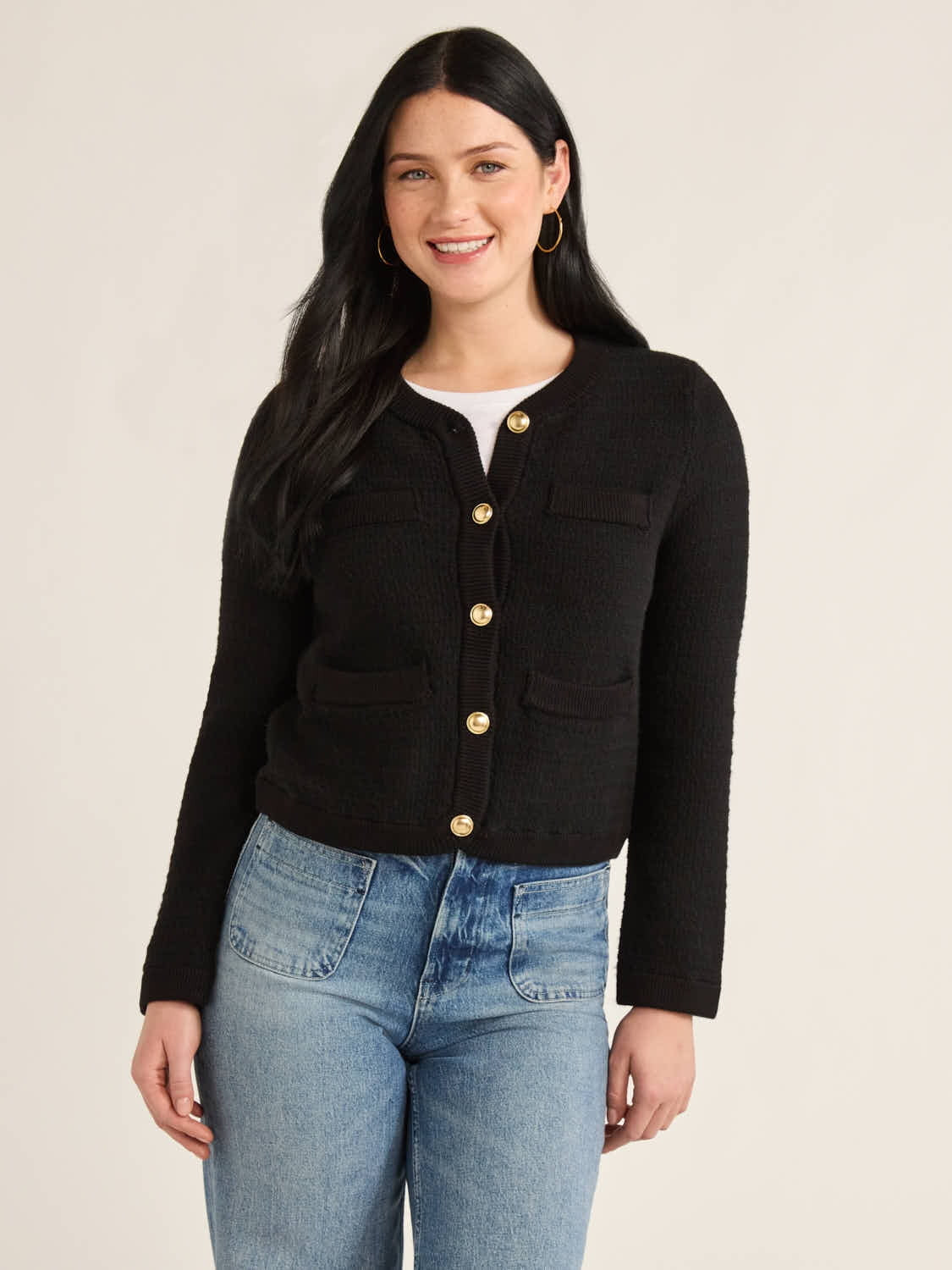 Free Assembly Women’s Welt Pocket Cardigan Sweater, Lightweight, Sizes XS-XXXL | Walmart (US)