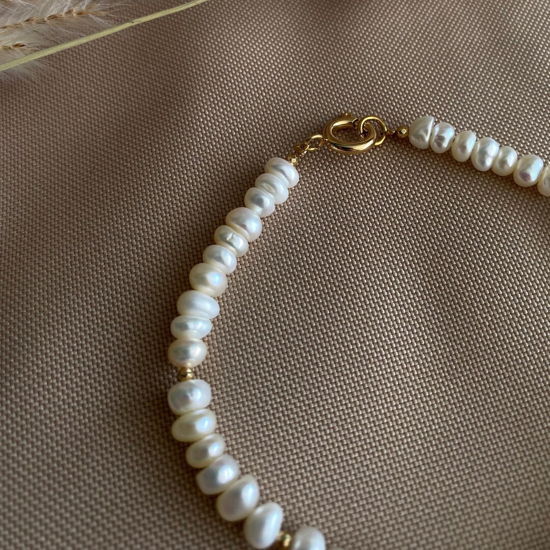 Tiny Baroque Pearl Anklet, Freshwater Pearl Ankle Bracelet, Dainty Anklet, Pearl Anklet, Baroque ... | Etsy (US)