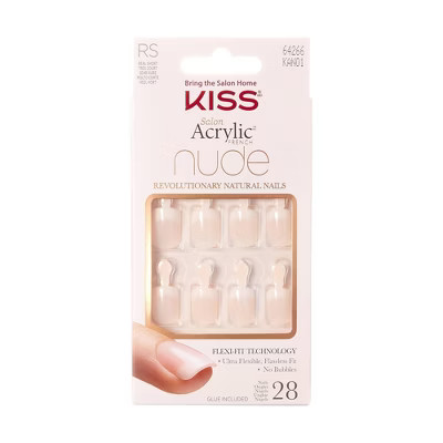 Kiss Salon Acrylic Nude French False Nails - Breathtaking - 28ct | Target