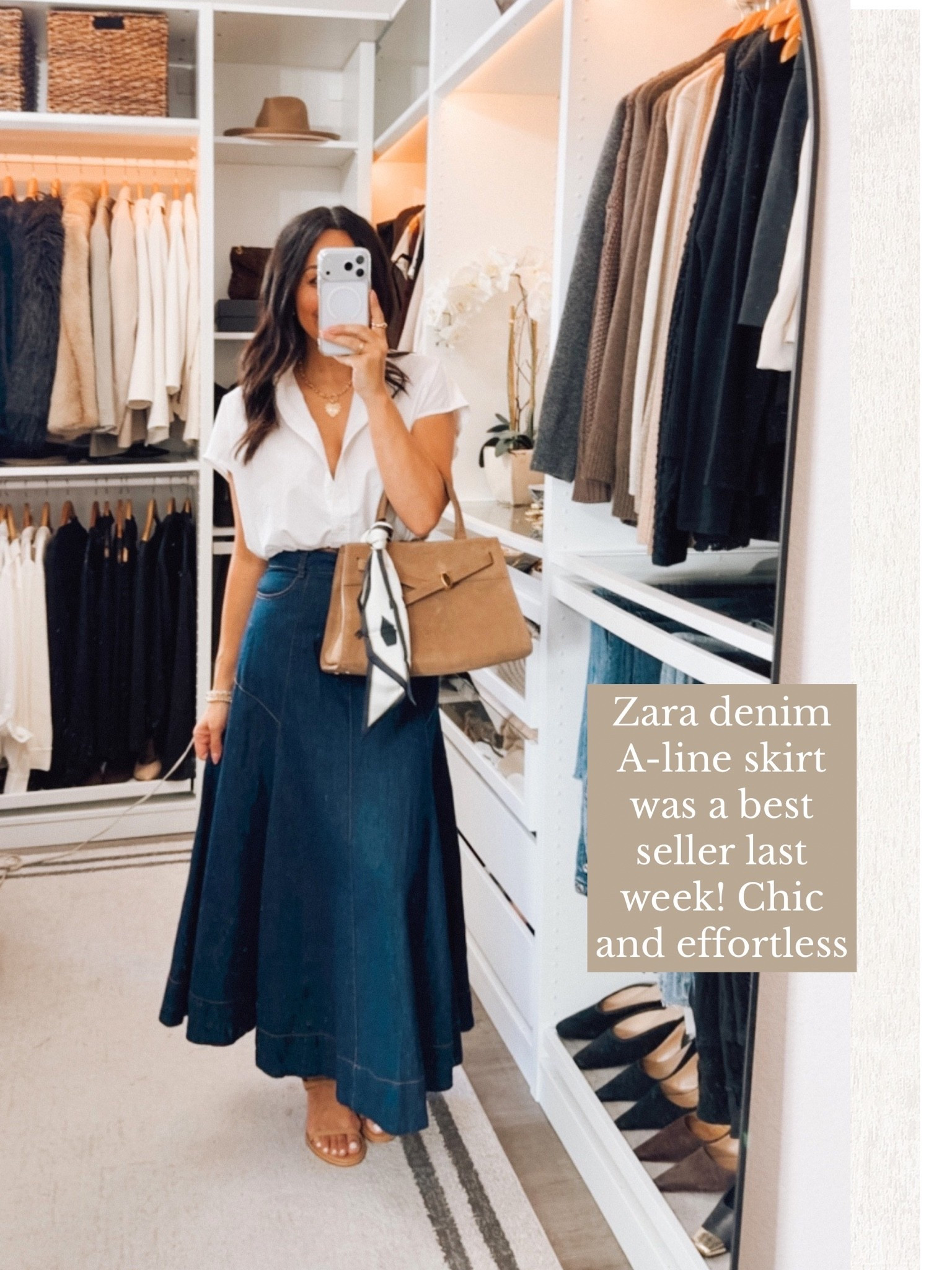 Love this Zara denim skirt! Perfect option for to work to weekend 
Everything is TTS

#LTKootd #LTKOver40