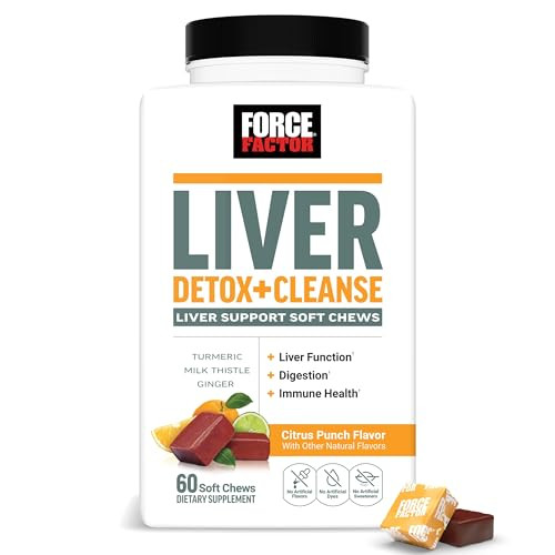 Force Factor Liver Detox, Liver Cleanse Detox & Repair Supplement, with Milk Thistle, Turmeric & Ginger to Support Digestion & Immune Health, Citrus Punch, 60 Soft Chews | Amazon (US)