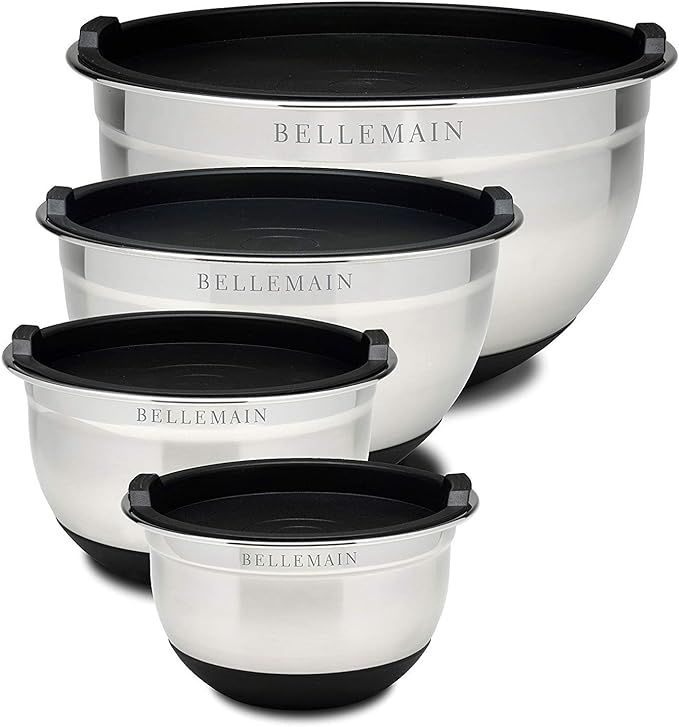 Top Rated Bellemain Stainless Steel Non-Slip Mixing Bowls with Lids, 4 Piece Set Includes 1 Qt, 1... | Amazon (US)