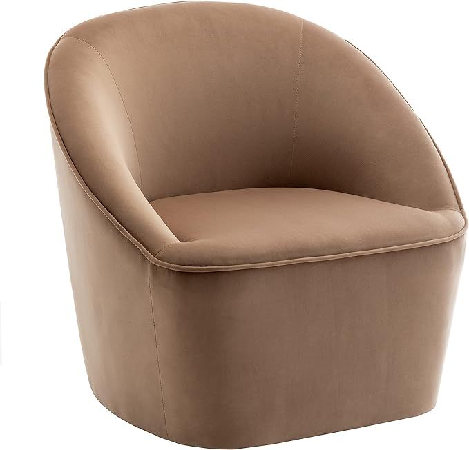 Wovenbyrd Modern Chic 360-degree Swivel Barrel Accent Chair, Light Brown Velvet | Amazon (US)