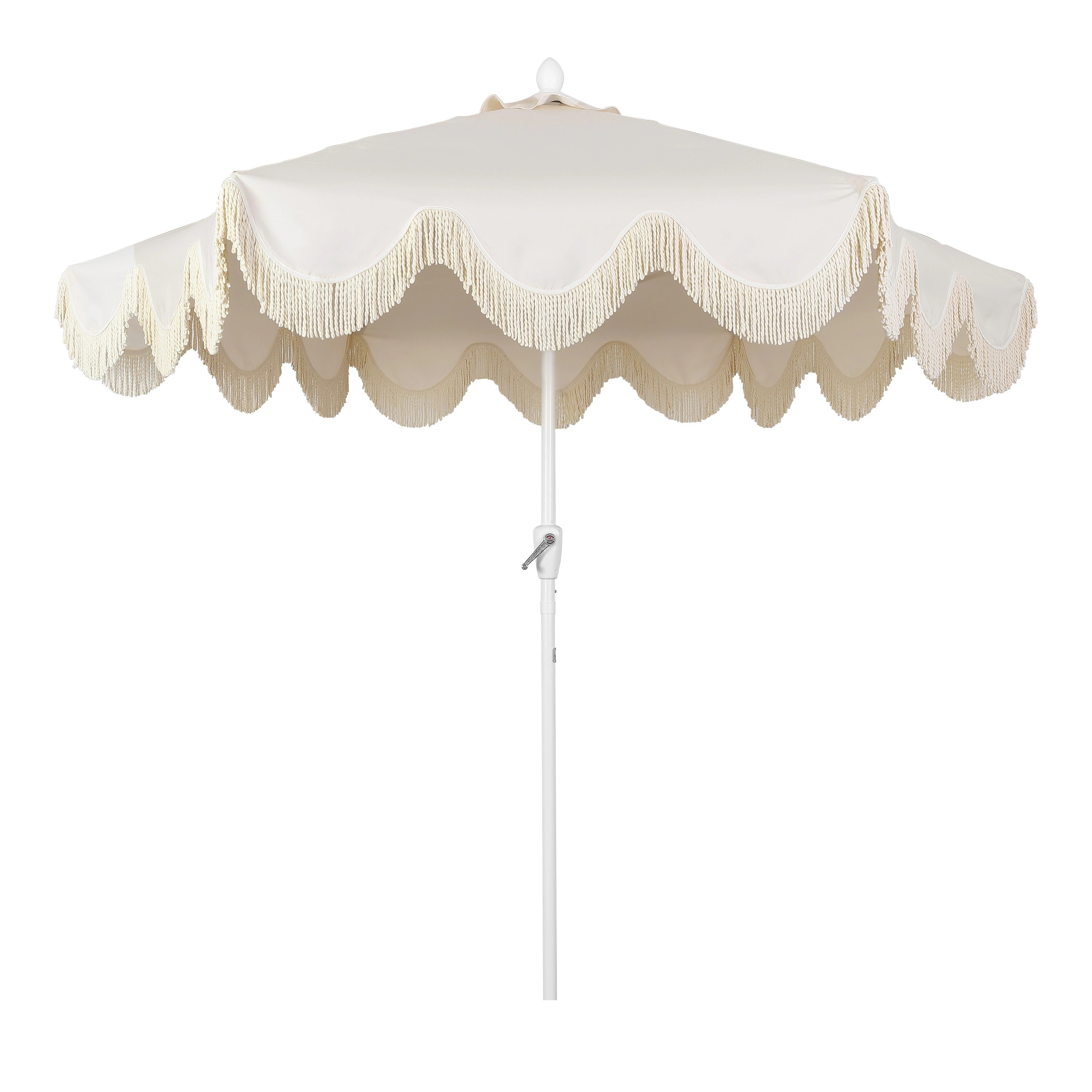 9ft Tassel Patio Umbrella Auto-Tilt, Crank , by JONATHAN Y - Cream/Cream | Overstock