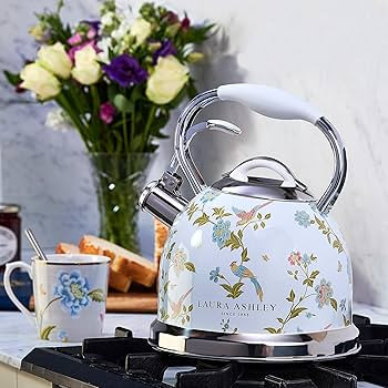 Laura Ashley Elveden White Stovetop Kettle with Whistle - 2.5L Fast Boil Stainless Steel Kettle S... | Amazon (US)