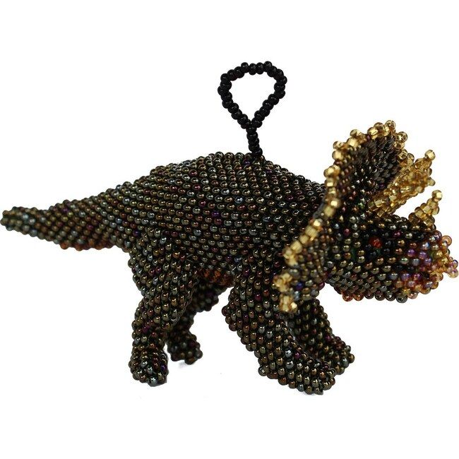 Beaded Triceratops Ornament, Bronze | Maisonette