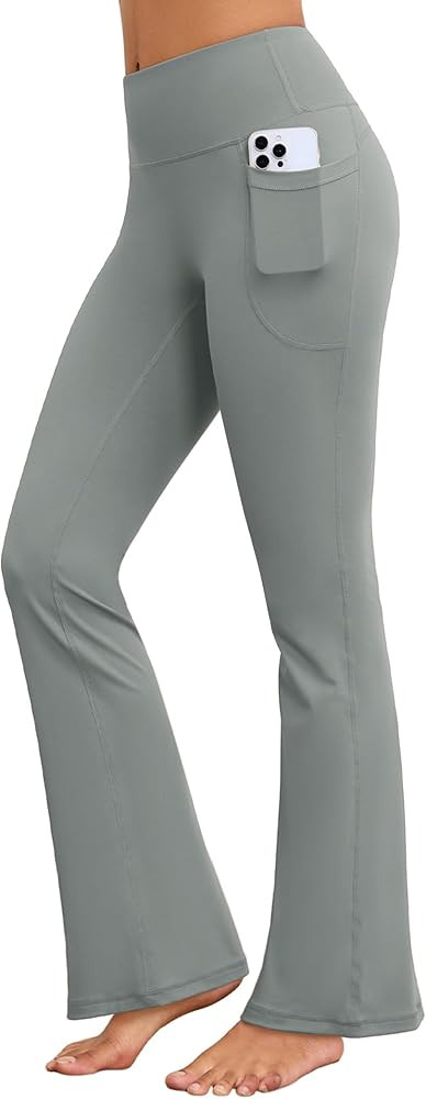 Flare Yoga Pants with Pockets for Women Wide Leg Tummy Control Flared Workout Leggings High Waist | Amazon (US)