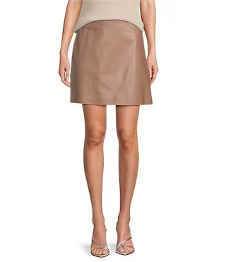 Gabby Genuine Leather A Line Mini Skirt | Dillard's