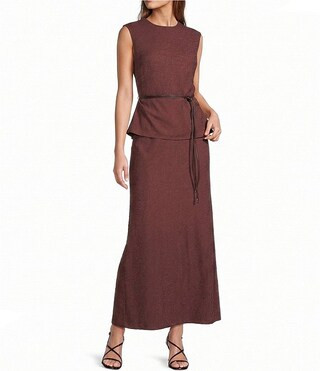 Elsie Drawstring Round Neck Cap Sleeve Long Dress | Dillard's