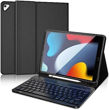 D DINGRICH iPad Case 10.2 with Keyboard 2021, Slim Smart Case - Built-in Pencil Holder - Protective Folio Stand Cover - Detachable Bluetooth Keyboard - iPad Keyboard Case 9th/8th/7th Generation, Black | Amazon (US)