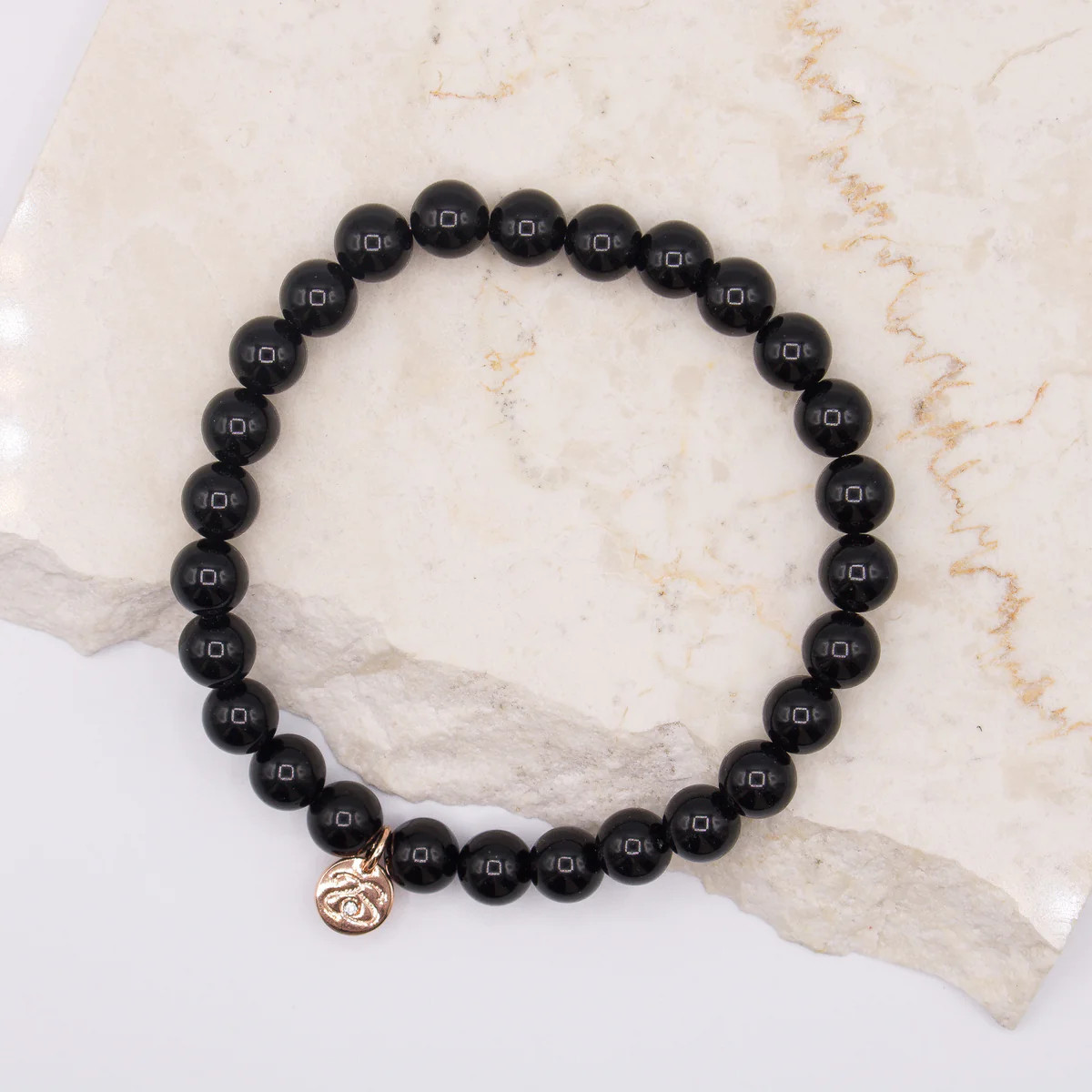 8mm Black Obsidian Beaded Bracelet | Sparkl