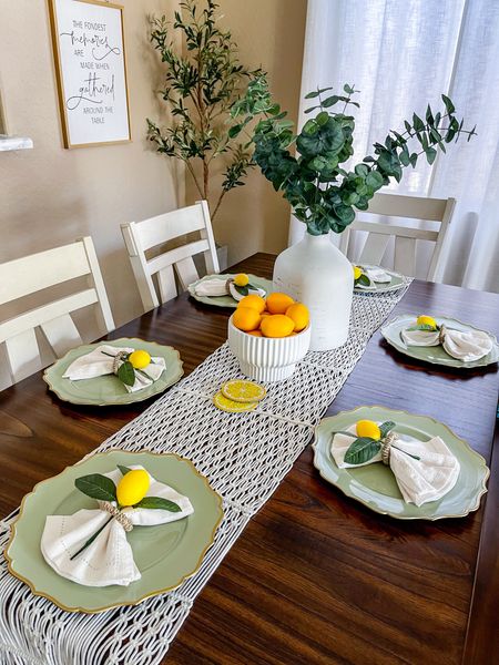 Summer table decor idea. DIY napkin holders, lemon decor,




Amazon charger plates, 
Summer table setting, diy summer decor, summer napkin holders, dining table decor, summer decor #LTKHome 



#LTKfindsunder50 #LTKstyletip 

#LTKSeasonal #LTKFindsUnder50 #LTKParties