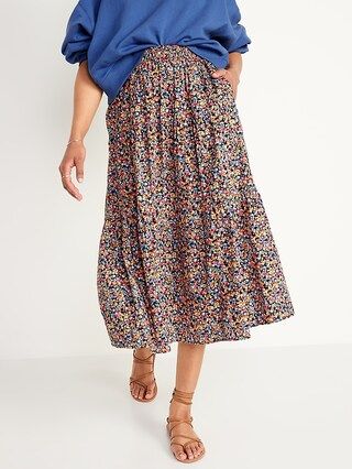 Tiered Floral-Print Maxi Skirt for Women | Old Navy (US)