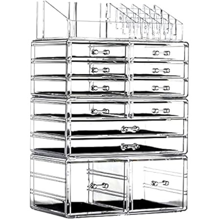 Cq acrylic Clear Makeup Organizer And Storage Stackable Large Skin Care Cosmetic Display Case With 8 | Amazon (US)