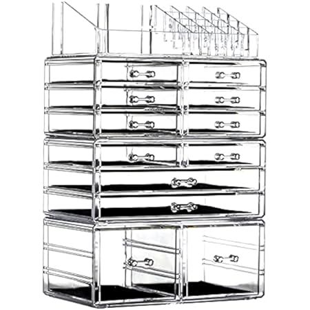 Cq acrylic Clear Makeup Organizer And Storage Stackable Large Skin Care Cosmetic Display Case With 8 | Amazon (US)