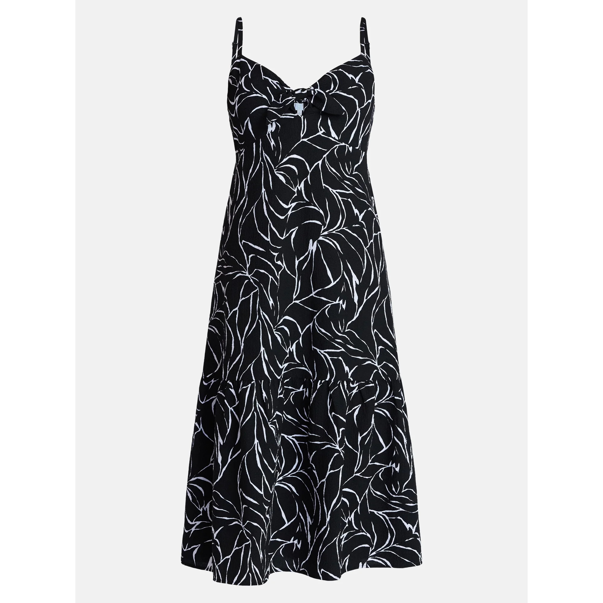Time and Tru Women's Tie Front Sleeveless Midi Dress, Sizes XS-XXXL | Walmart (US)