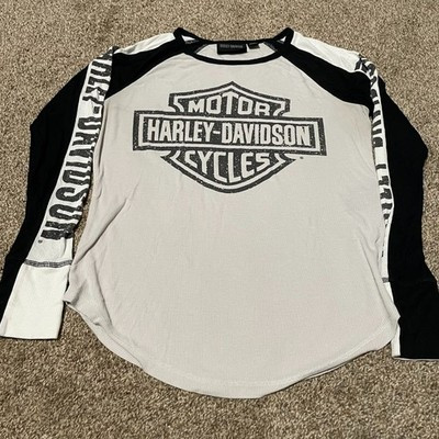 Harley Davidson Motorcycles Women's Long Sleeve Raglan T-Shirt Gray Black Size M | eBay US