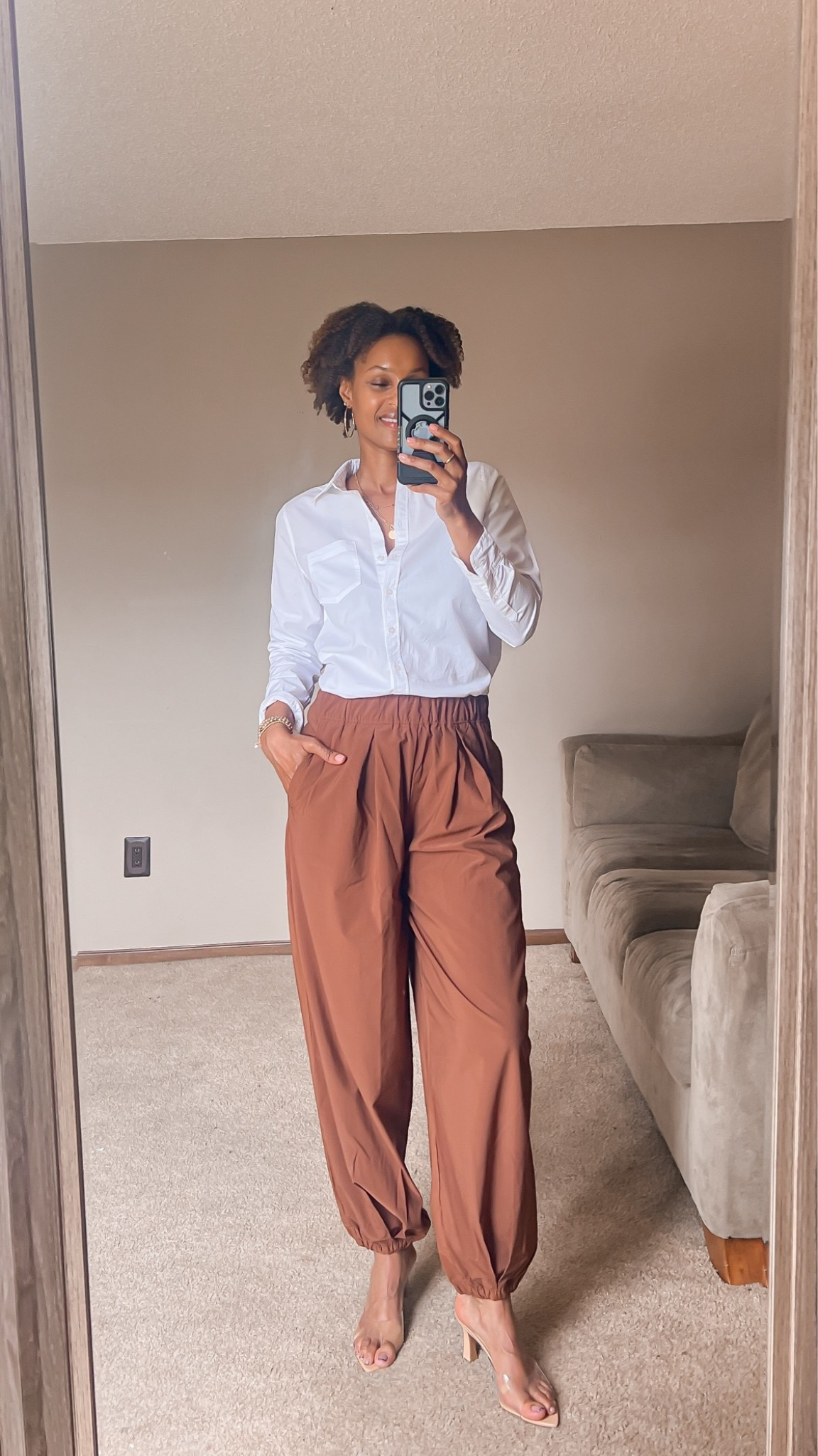 An easy look styling these balloon pants from @Aerie with a white button down and cute heels from @DSW

#LTKootd #LTKOver40 #LTKgrwm