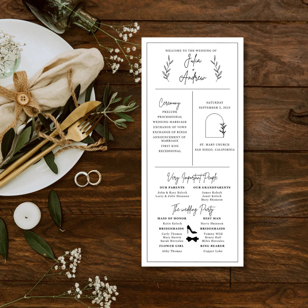 Editable Wedding Program Template, Modern Ceremony Program Wedding Day Timeline Wedding Timeline ... | Etsy (US)