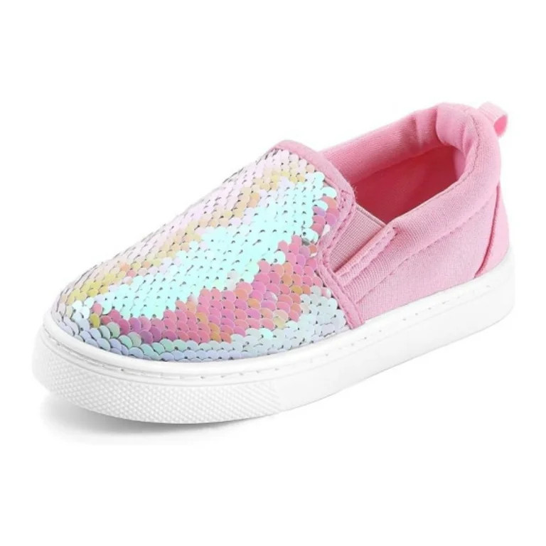 Bocca Kid's Slip on Sneakers Pink Sequins Girls Canvas Walking Shoes Size 11 | Walmart (US)
