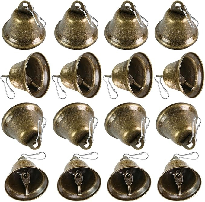 BigOtters Craft Bells, 16PCS Bronze Jingle Vintage Bells (1.5" X 1.7") with Spring Hooks Hanging ... | Amazon (US)