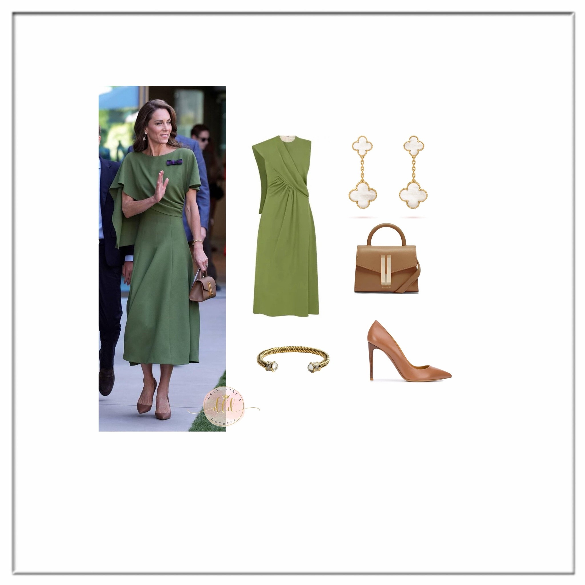 6/12/26 Kate Middleton at Wimbledon in Emilia Wickstead draped Tidus dress
