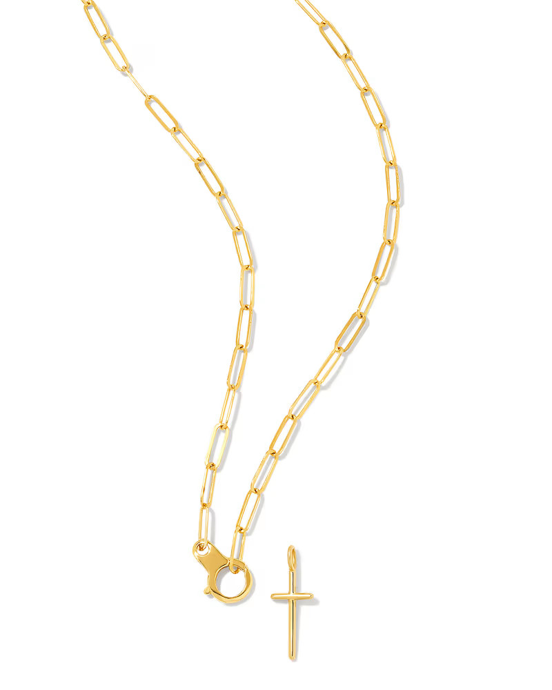 Paperclip Cross Charm Necklace in 18k Gold Vermeil | Kendra Scott | Kendra Scott