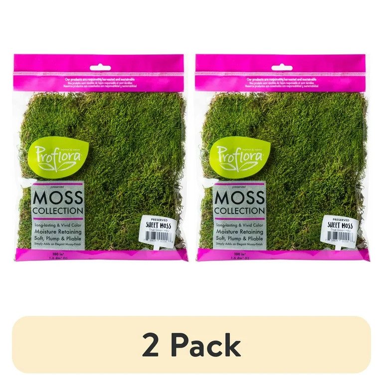 (2 pack) ProFlora Green True Moss Sheet, 2oz Floral Arranging Supplies | Walmart (US)
