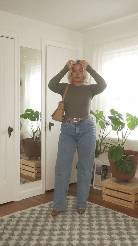 wearing a size medium in the Nuuds body suit! size 29L in all denim ◡̈ 

#LTKfindsunder50 #LTKstyletip #LTKHoliday