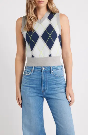 Estelle Argyle Crop Sweater Vest | Nordstrom