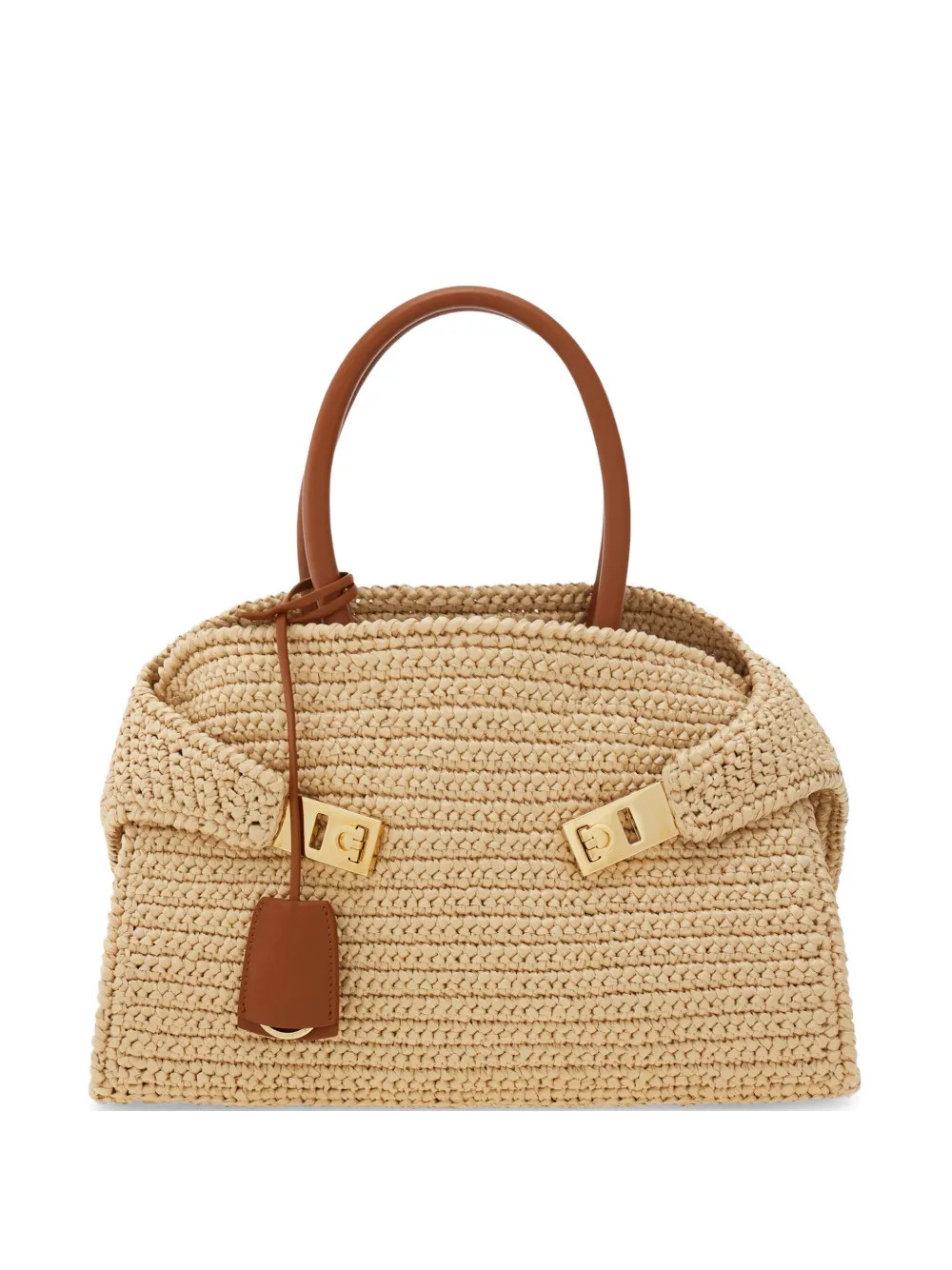 Ferragamo Hug woven-raffia Tote Bag | Neutrals | FARFETCH IE | Farfetch Global