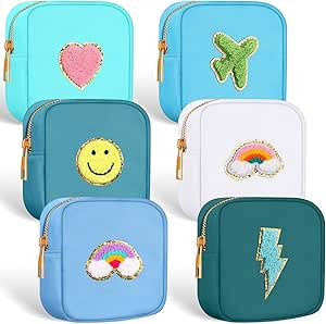 Zubebe 6 Pcs Preppy Patch Cute Makeup Bags Toiletry Bags Skincare Bag Chenille Letter Nylon Bag f... | Amazon (US)