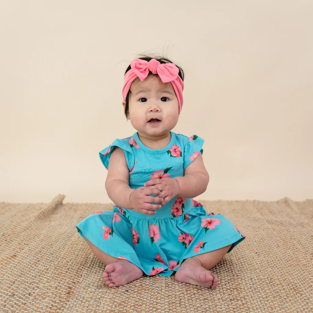 Twirl Bodysuit Dress in Hibiscus | Kyte BABY