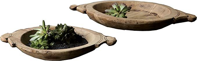 Creative Co-Op Set of 2 Hand Carved Wood Bowls | Amazon (US)